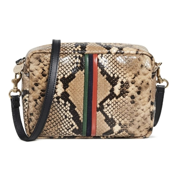 Clare V Handbags - Clare V Women's. Midi Sac Bag Tan Spring Snake Evergreen/Navy/Red Stripe